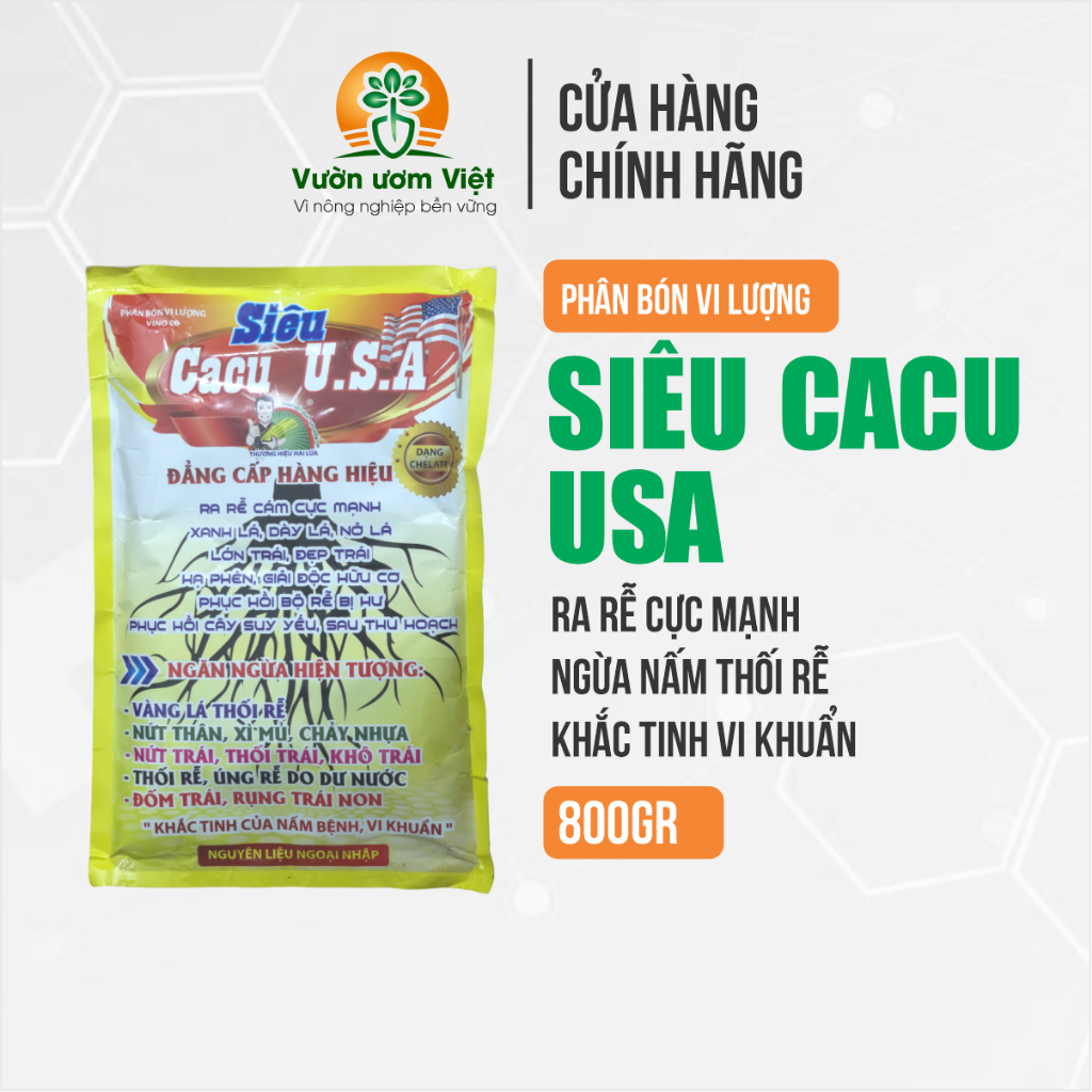 Phân bón Siêu CaCu USA bổ sung Canxi và Cu kích rễ, bảo vệ rễ lá xanh tốt, cây phát triển bền vững