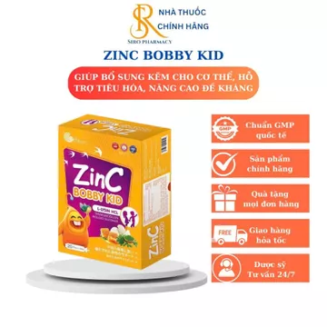 Kẽm cho bé ZINC BOBBY KID, giúp cải thiện biếng ăn & tăng sức đề kháng cho trẻ (Hộp 20 ống)