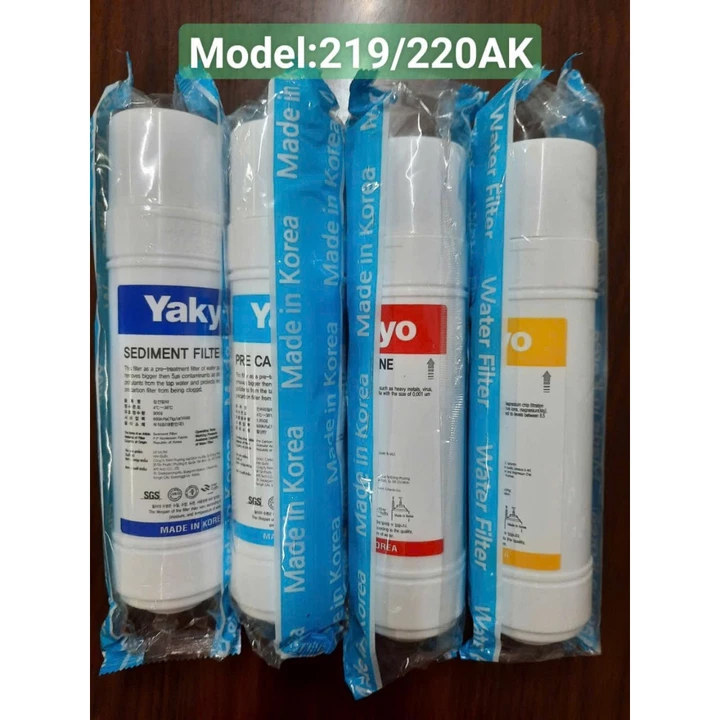 Combo 4 lõi lọc nước Nano Yakyo - Model 219/220AK (1: Lõi lọc thô; 2: Carbon đầu; 3: lõi Nano; 4: Hidrogen Alkaline)