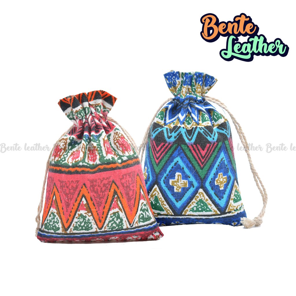 Túi vải dây rút thổ cẩm họa tiết dân tộc túi vải bông túi vải cotton ...
