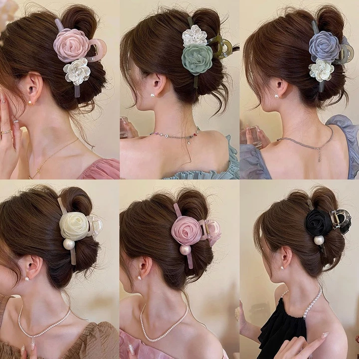 Kẹp tóc hoa kiểu dáng đa dạng phong cách thanh lịch nhẹ nhàng phụ kiện tóc phong cách Hàn Quốc