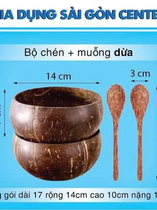 chén gáo dừa,muỗng dừa già tự nhiên VŨ KHẢI. Bát trộn salad, trộn mặt nạ thân thiện với môitrường