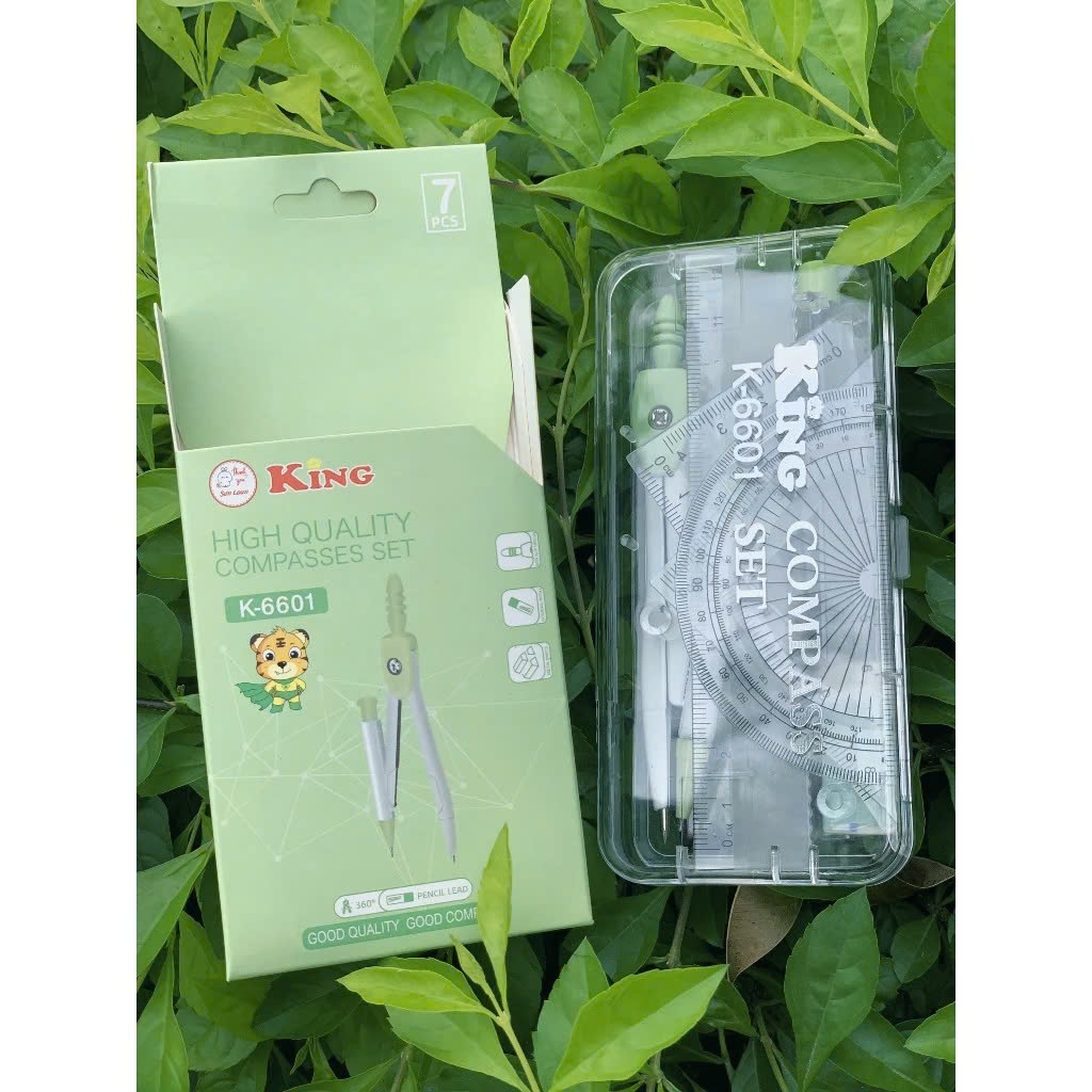 Set Bộ Compa Chì Kim 7 Chi Tiết KingSL Phù Hợp Cho Học Sinh, Văn Phòng