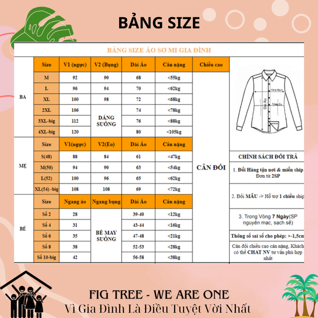 Set Áo Sơ Mi Gia Đình Fig Tree Sọc Vàng (Mã 145C)