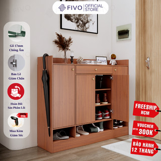 [Freeship HCM] Tủ Kệ Giày Gỗ FIVO FS52 Có Cửa, Gỗ Chống Ẩm Cao Cấp, Ngăn Chứa Trong Tủ Lớn, Kèm Hộc Tủ Ngang Tiện Lợi