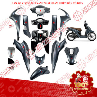Dàn Áo Vision 2023 2024 Xanh Đen Bạc ( Xanh Xám Nhám) Phiên Bản Cổ Điển Chính Hãng - ZZM
