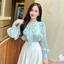 Áo sơ mi nữ tơ bèo vai, áo sơ mi cách điệu nơ cổ 2 lớp A1852 Kymie