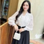 Áo sơ mi nữ tơ bèo vai, áo sơ mi cách điệu nơ cổ 2 lớp A1852 Kymie