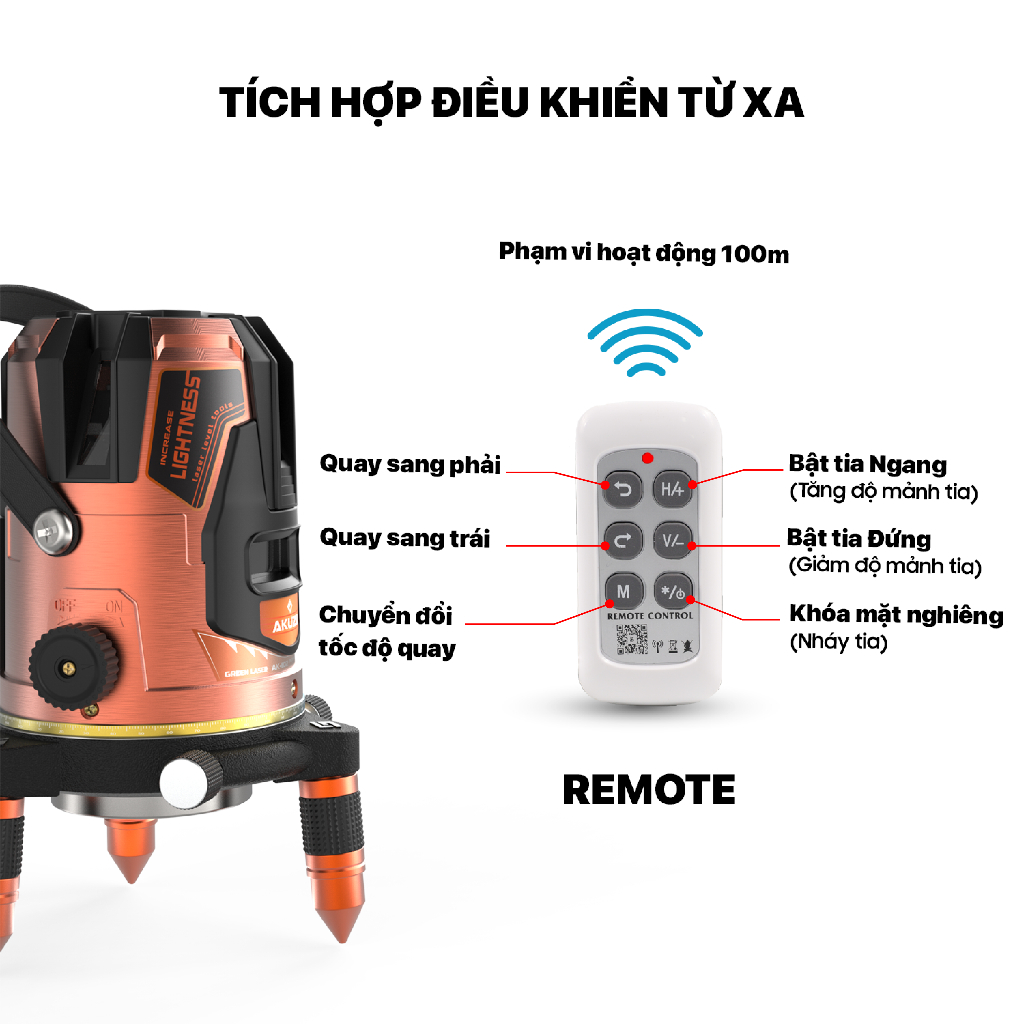 Máy bắn cốt laze AKUZA AK-1102 Pro điều khiển 360 độ , bóng led siêu sáng