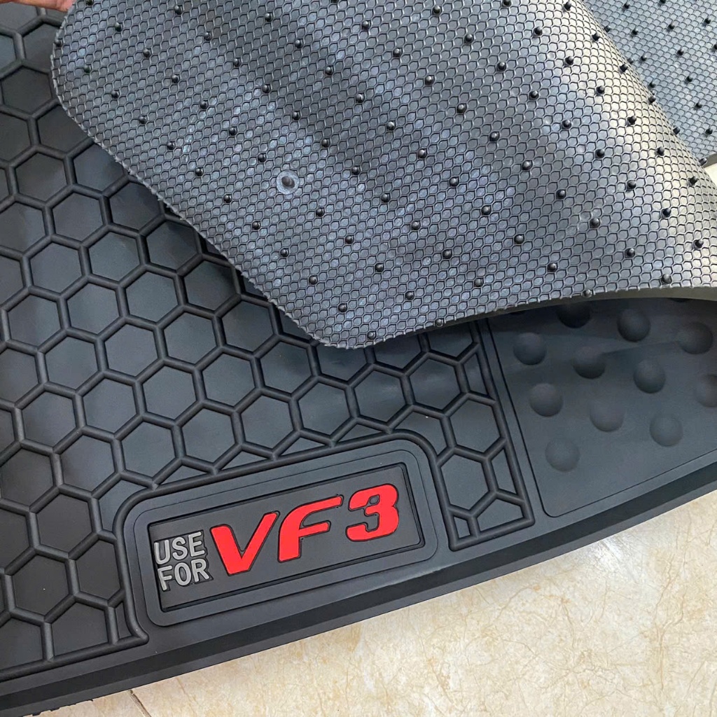 Thảm LÓT SÀN CAO SU xe Vinfast VF3, Hàng cao su đúc không mùi, dễ vệ sinh, màu đen - 1 bộ 2 tấm