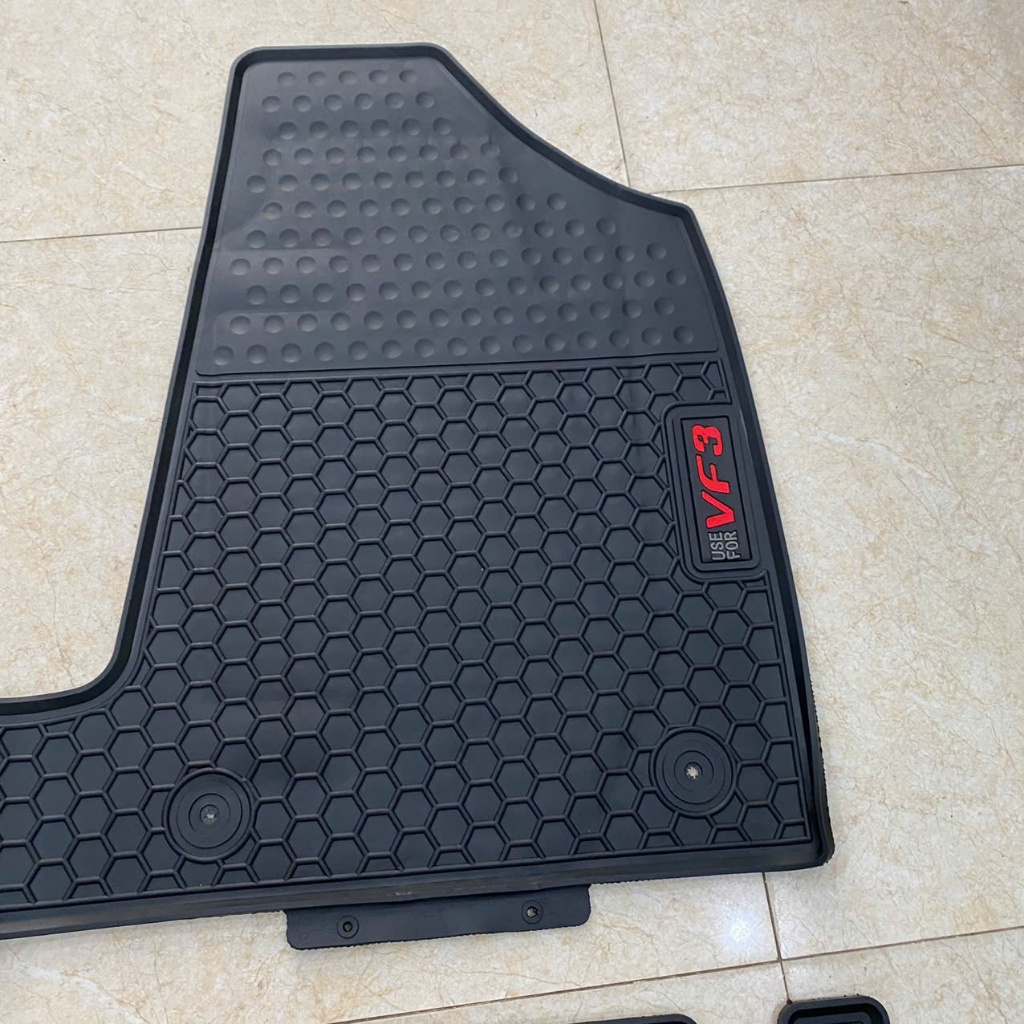 Thảm LÓT SÀN CAO SU xe Vinfast VF3, Hàng cao su đúc không mùi, dễ vệ sinh, màu đen - 1 bộ 2 tấm