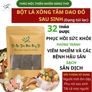 Bột Lá Tắm Dao Đỏ Sau Sinh SAPA - Gói 10 túi tắm được 10 lần - Bột Tắm Trắng Thiên Nhiên