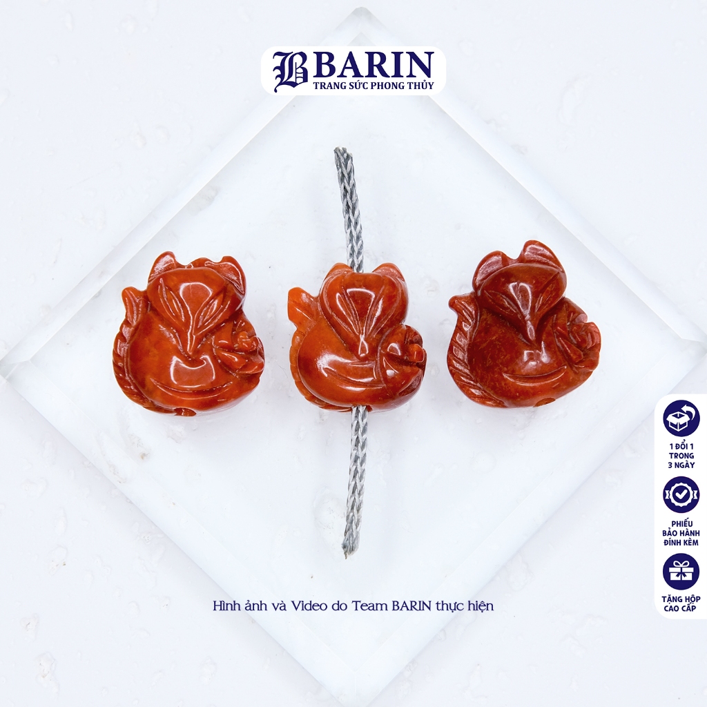 Mặt hồ ly xỏ vòng tay lỗ 2mm chất liệu camthach cam thiên nhiên BARIN ...