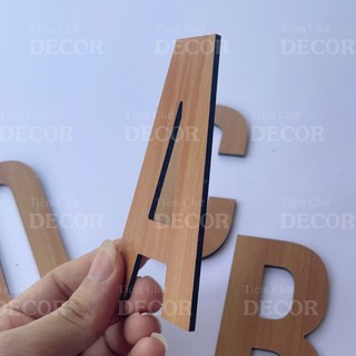 Chữ Alu Nâu Vân Gỗ Nhạt 10cm dày 3mm T1 In Hoa trang trí dán tường - biển quảng cáo