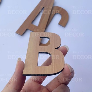 Chữ Alu Nâu Vân Gỗ Nhạt 10cm dày 3mm T1 In Hoa trang trí dán tường - biển quảng cáo
