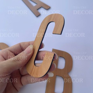 Chữ Alu Nâu Vân Gỗ Nhạt 10cm dày 3mm T1 In Hoa trang trí dán tường - biển quảng cáo