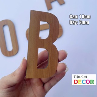 Chữ Alu Nâu Vân Gỗ Nhạt 10cm dày 3mm T1 In Hoa trang trí dán tường - biển quảng cáo