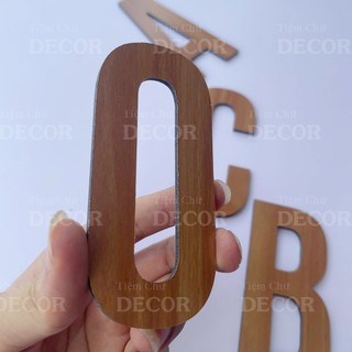 Chữ Alu Nâu Vân Gỗ Nhạt 10cm dày 3mm T1 In Hoa trang trí dán tường - biển quảng cáo