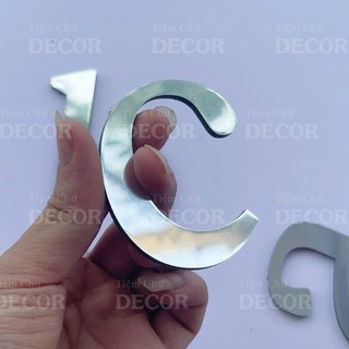 Chữ Alu Bạc Gương in thường T2 cao 5-10cm (tuỳ chữ) hợp với in hoa 10cm  trang trí nhà cửa, biển quảng cáo, decor quán