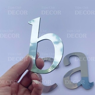 Chữ Alu Bạc Gương in thường T2 cao 5-10cm (tuỳ chữ) hợp với in hoa 10cm  trang trí nhà cửa, biển quảng cáo, decor quán