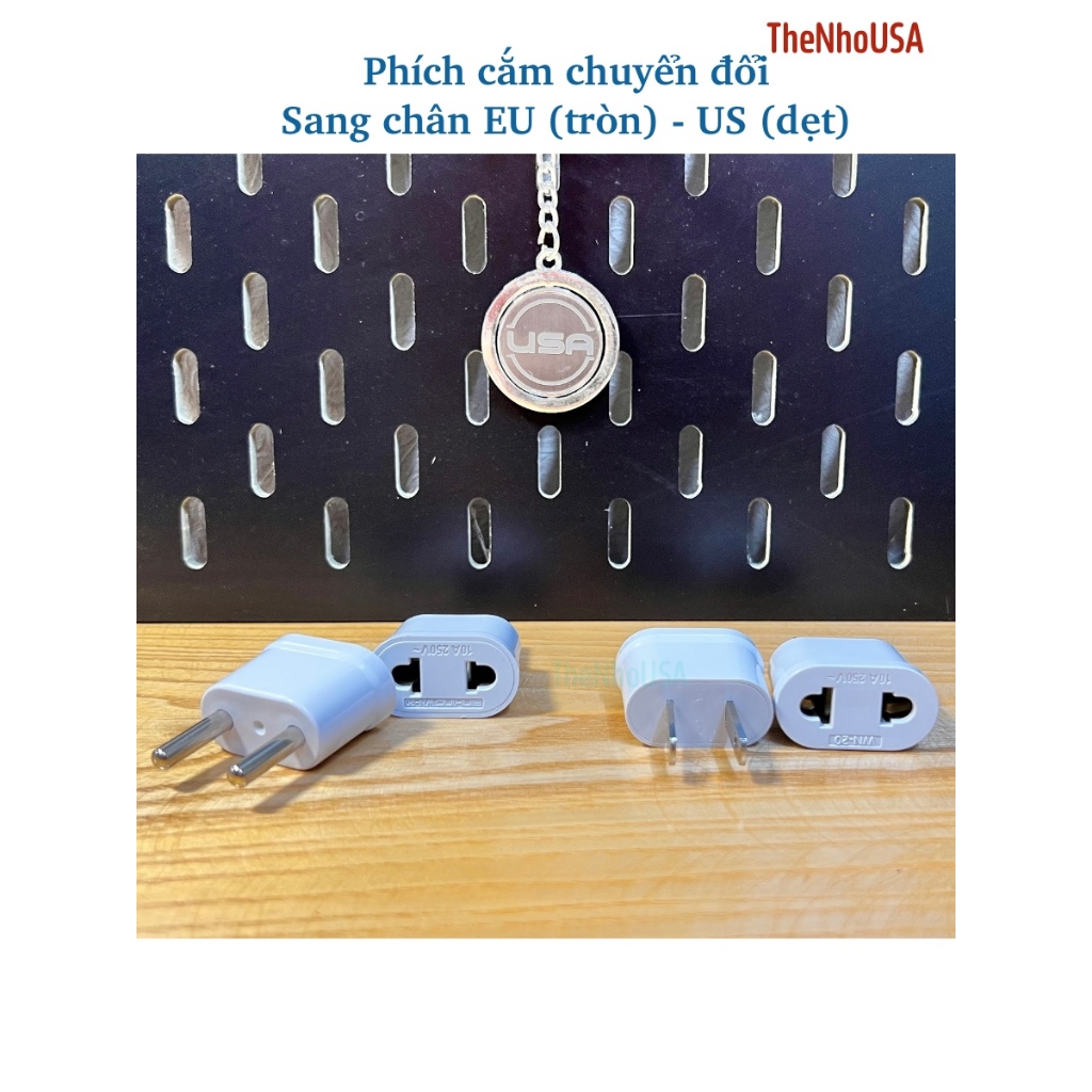 Phích cắm điện chuyển đổi từ 2 chân tròn EU sang 2 chân dẹt US chân dẹt ...