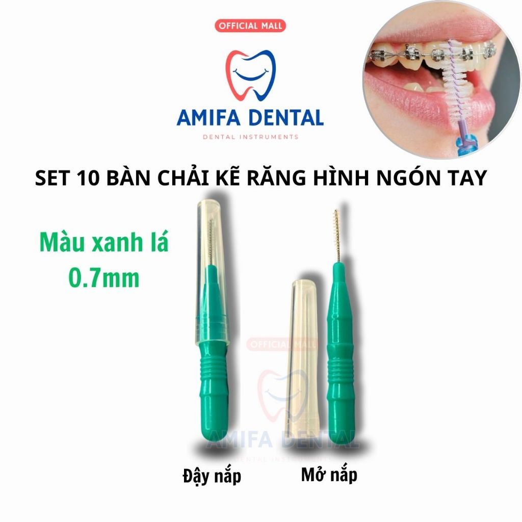 Set 10 Bàn Chải Kẽ Răng Hình Ngón Tay, Bàn Chải Chỉnh Nha, Bàn Chải Làm Sạch Kẽ Răng Hiệu Quả