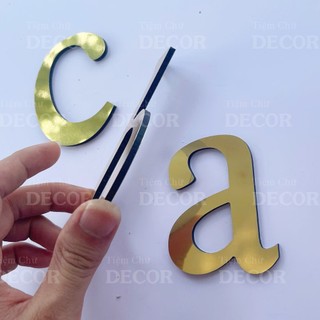 Chữ Alu Vàng Gương in thường T2 cao 5-10cm (tuỳ chữ) hợp với in hoa 10cm trang trí nhà cửa, biển quảng cáo, decor quán