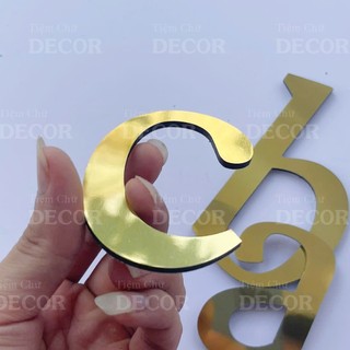 Chữ Alu Vàng Gương in thường T2 cao 5-10cm (tuỳ chữ) hợp với in hoa 10cm trang trí nhà cửa, biển quảng cáo, decor quán