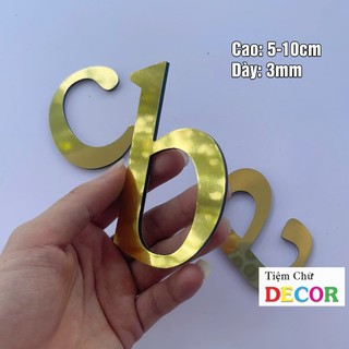 Chữ Alu Vàng Gương in thường T2 cao 5-10cm (tuỳ chữ) hợp với in hoa 10cm trang trí nhà cửa, biển quảng cáo, decor quán