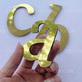 Chữ Alu Vàng Gương in thường T2 cao 5-10cm (tuỳ chữ) hợp với in hoa 10cm trang trí nhà cửa, biển quảng cáo, decor quán