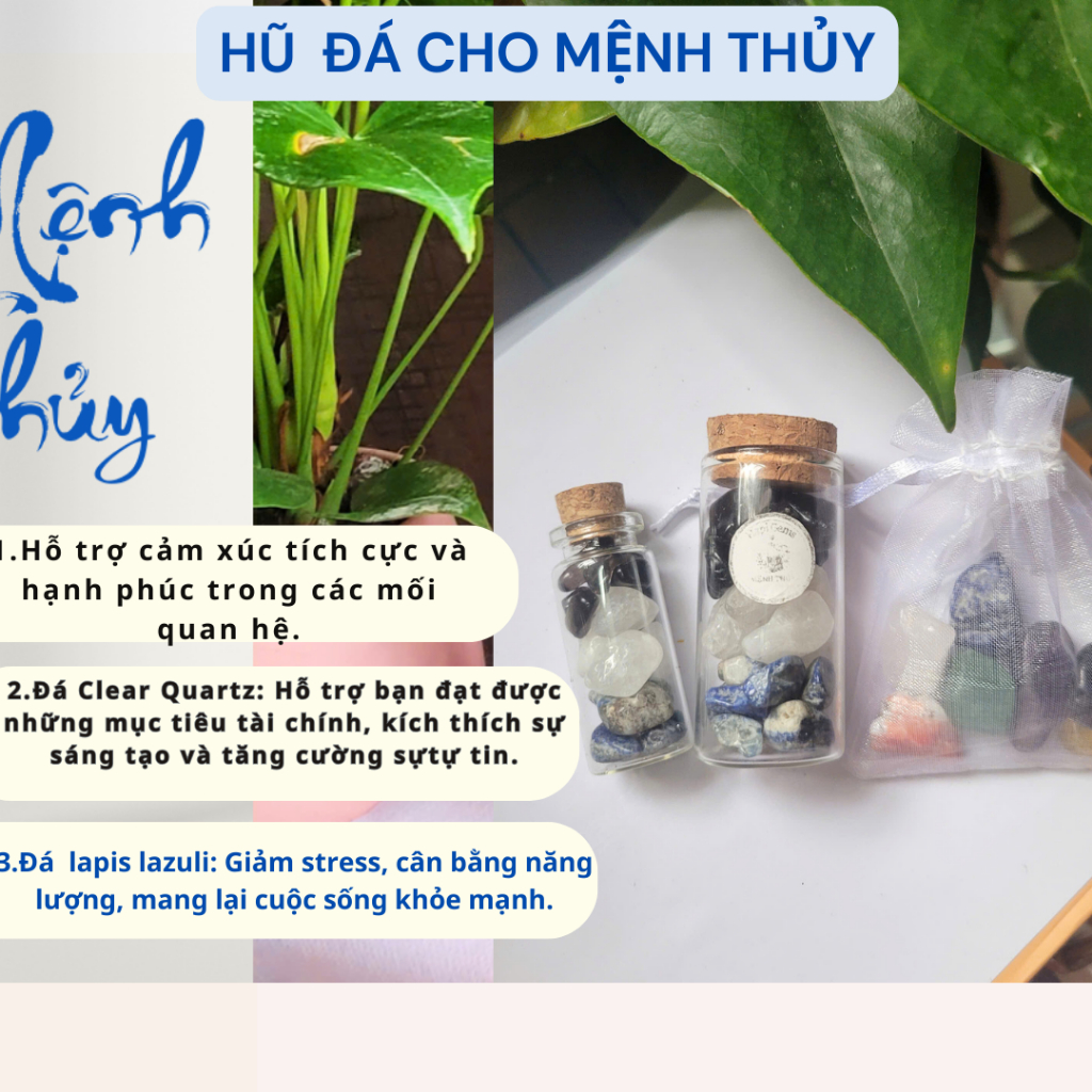 Đá phong thủy năng lượng mệnh Kim, Mộc, Thuỷ, Hoả, Thổ dùng trang trí, mang theo may mắn  5 Mệnh