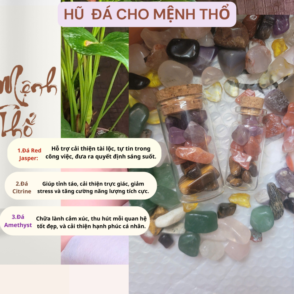 Đá phong thủy năng lượng mệnh Kim, Mộc, Thuỷ, Hoả, Thổ dùng trang trí, mang theo may mắn  5 Mệnh