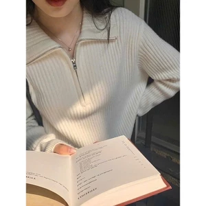 Áo khoác cardigan len dệt kim thu đông thiết kế khóa cổ bẻ phong cách Hàn Quốc hàng QCCC loại 1 BA SP228