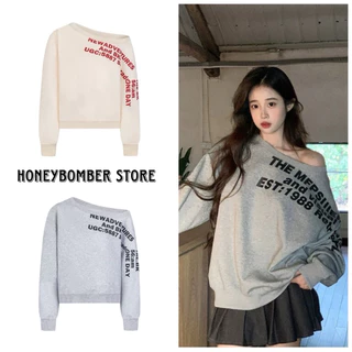 Áo Nỉ Trễ Vai In chữ 1988 [FREESHIP]🌸 Áo Nỉ Nữ Form Rộng Phong Cách Ulzzang🌸