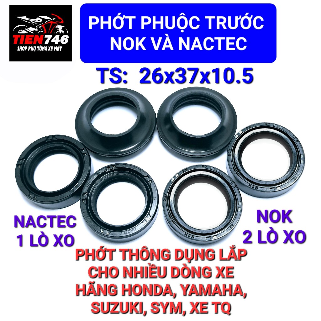 Phớt giảm xóc, Phốt phuộc trước NOK và NACTEC JAPAN, TS 26x37x10.5 Lắp ...