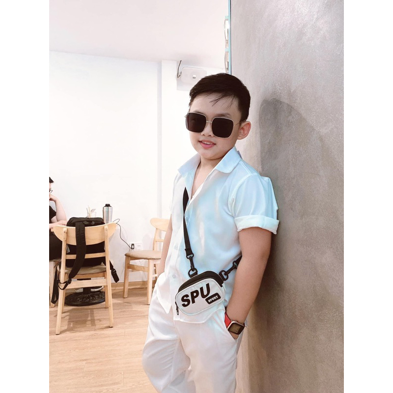 set sơmi thiế kế bé trai trắng trơn 10-52kg TONIBRAND