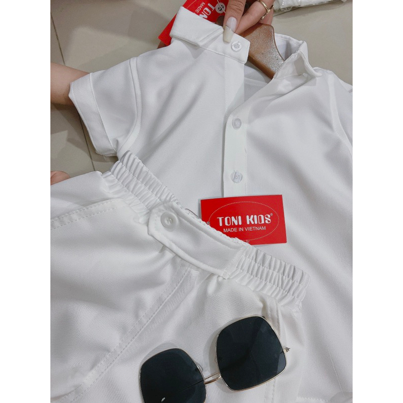 set sơmi thiế kế bé trai trắng trơn 10-52kg TONIBRAND