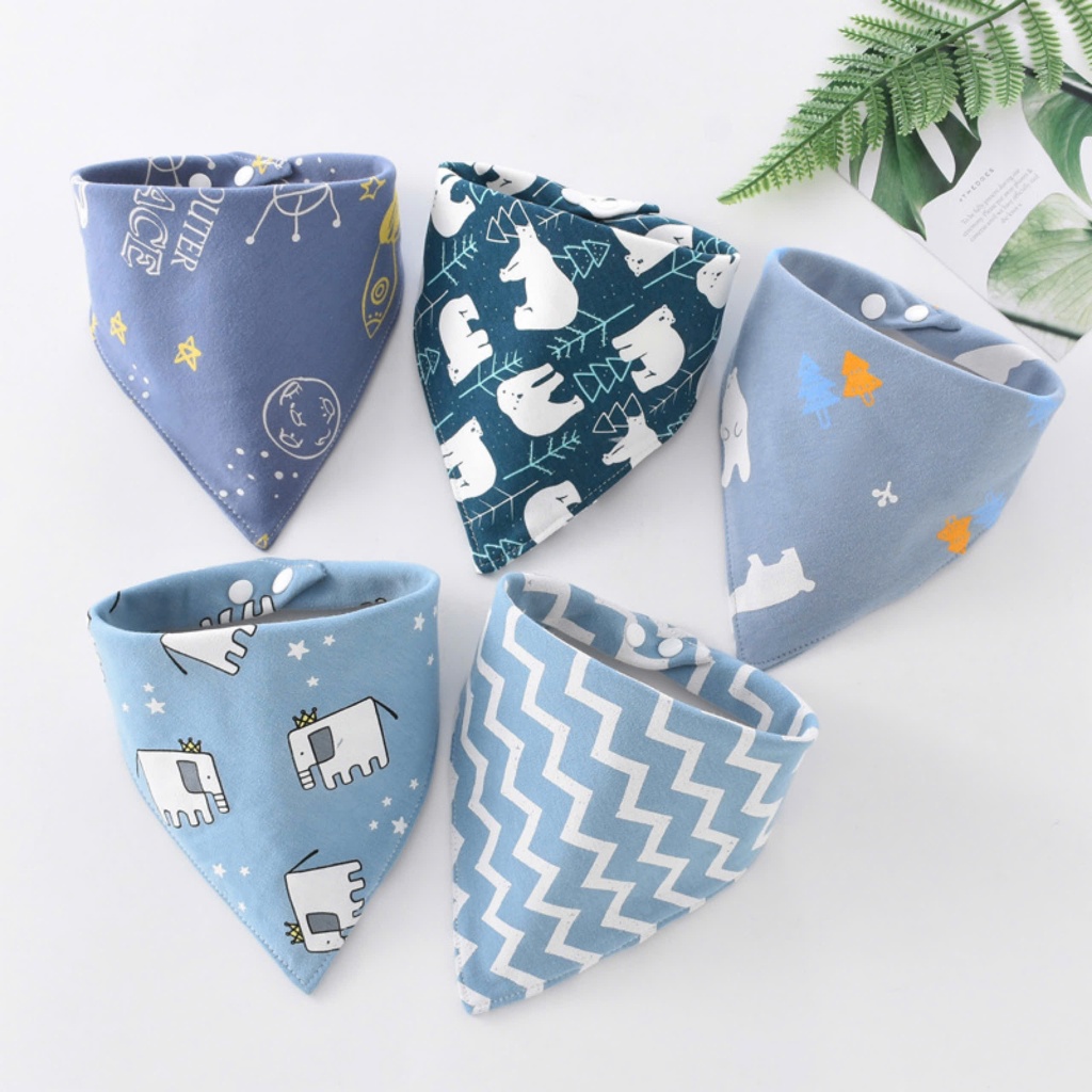 QCCC - Set khăn yếm cho bé yêu có cúc bấm chất liệu cotton siêu mềm mịn