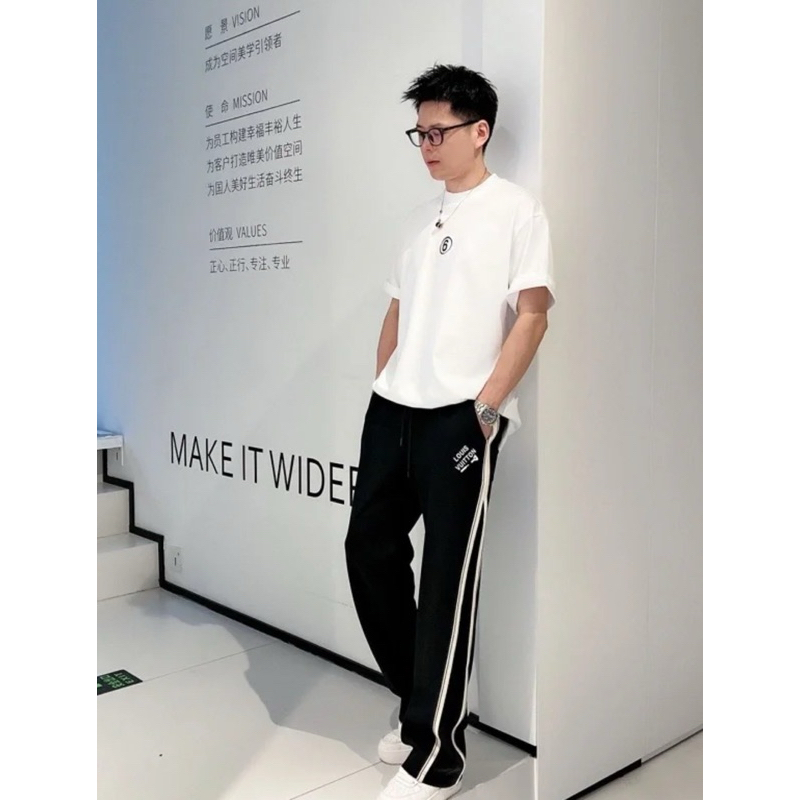 ⚡️[Hight Quality]Quần Nỉ Dài Lu1s Vu11on Logo Embroidered Pants Nam Nữ - Điểm Nhấn Ghim Cái Tháo Rời Cao Cấp Street Wear