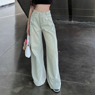 Quần jean xuông ly trước ống rộng màu xanh nhạt - 247Store