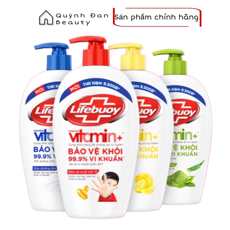 Nước Rửa Tay Lifebuoy Bảo Vệ Khỏi 99.9% Vi Khuẩn Gây Bệnh Với Ion Bạc+ Hỗ Trợ Cùng Đề Kháng Da Tự Nhiên 180g , 450G