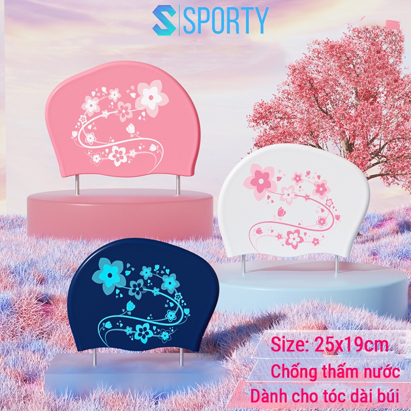 Mũ bơi nữ búi tóc dài SPORTY CA55 silicon đàn hồi, co giãn tốt, chống thấm nước, dễ dàng sử dụng