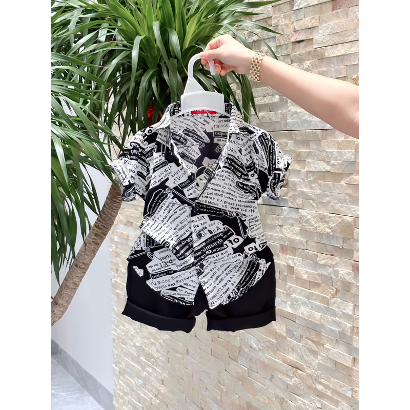 set sơmi hoạ tiết chữ phối cho bé trai 10-52kg TONI BRAND