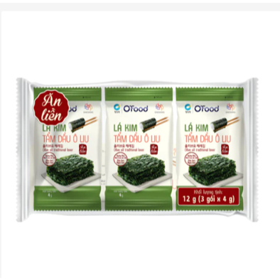 [Thùng 24 lốc] lá kim tẩm dầu Oliu 4g lốc 3 O'Food