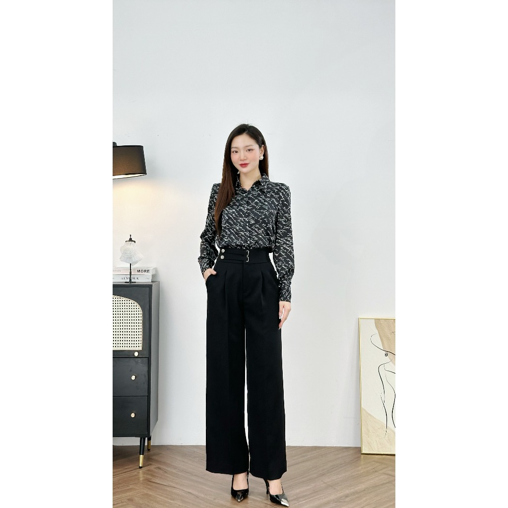 Review Quần Ống Rộng CChat Dáng Suông Cạp Rachel Tuytsi Cao Cấp