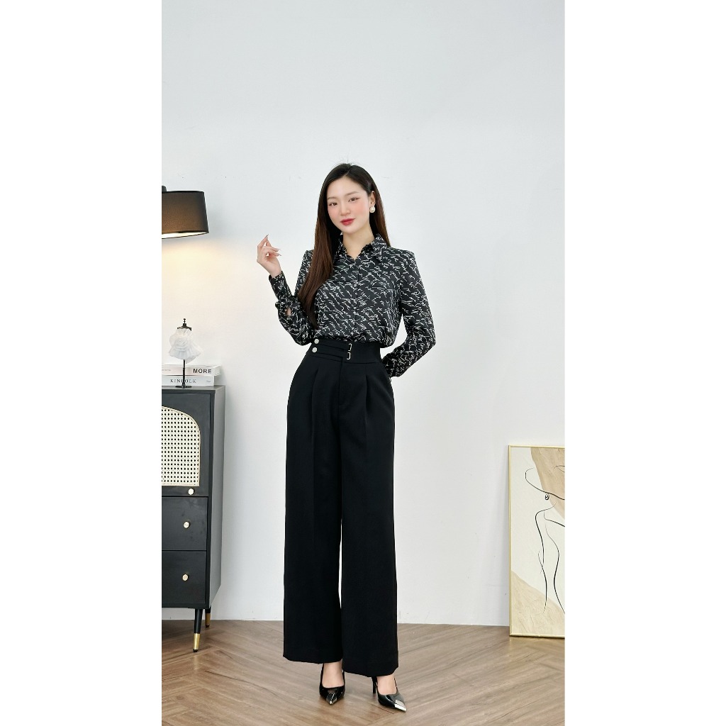 Ảnh Quần Ống Rộng 𝐂𝐂𝐇𝐀𝐓 Dáng Suông Cạp Rachel Chất Tuytsi Cao Cấp Mềm Mịn Cao Cấp 14QDS2002ST 3