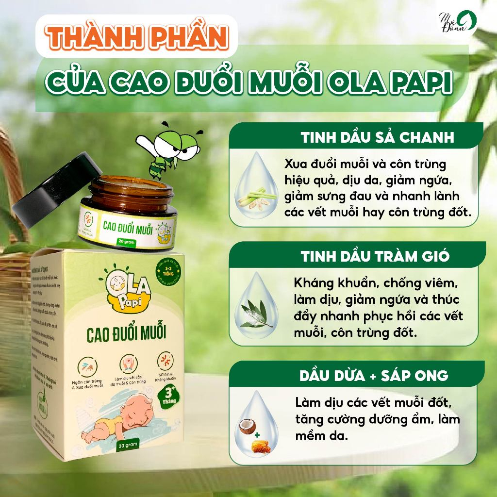 Ảnh Cao đuỗi muỗi Mệ Đoan cho trẻ nhỏ, trẻ sơ sinh 20g 3