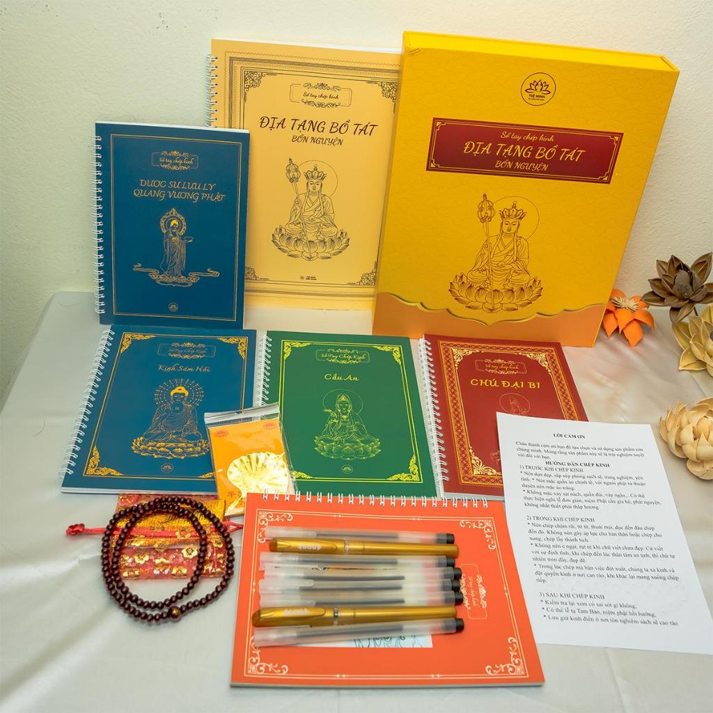 Sách-Combo 6 cuốn sổ chép Kinh in mờ+quà tặng 6 món -Tuệ Minh