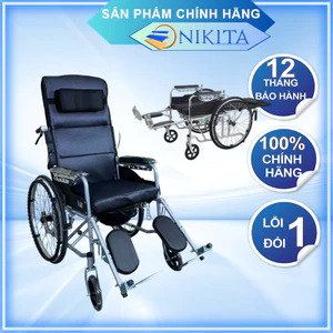Xe lăn [TẶNG KÈM MIẾNG LÓT TỔ ONG], ngả thành giường, khung thép chắc chắn, chính hãng Nikita