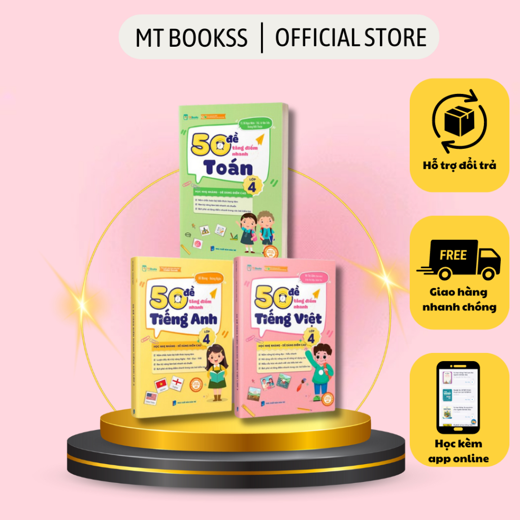 Sách - 50 Đề Tăng Điểm Nhanh 3 Môn Lớp 4 - Toán - Tiếng Việt - Tiếng Anh - Theo Chương Trình Mới